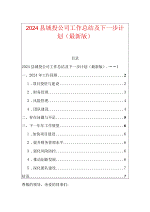 2024县城投公司工作总结及下一步计划（最新版）.docx