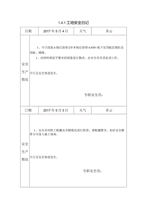 [施工资料]工地安全日记(60).docx