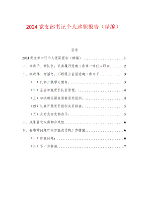 2024党支部书记个人述职报告（精编）.docx