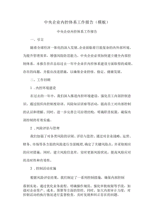 中央企业内控体系工作报告(模板).docx