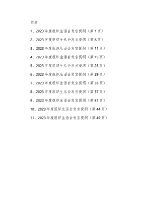 2023年度党支部组织生活会个人发言提纲汇总(11篇).docx