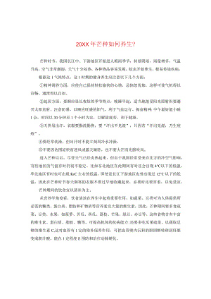 20XX年芒种如何养生？.docx