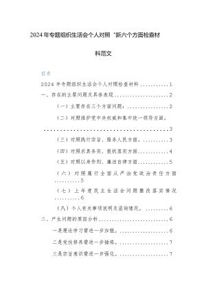 2024年专题组织生活会个人对照“新六个方面”检查材料范文.docx
