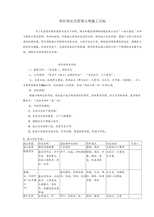 项目部安全管理文明施工目标.docx