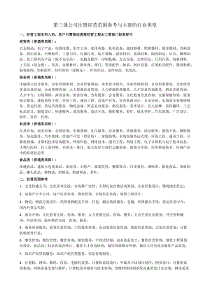 公司注册经营范围参考和主要的行业类型.docx