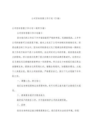 公司目标客服工作计划（3篇）.docx