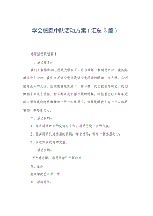 学会感恩中队活动方案(汇总3篇).docx