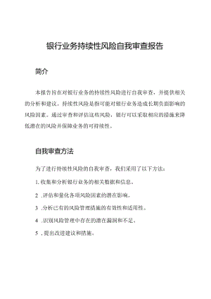 银行业务持续性风险自我审查报告.docx