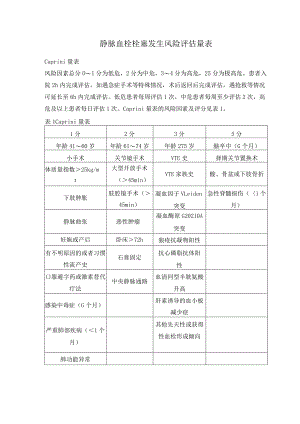 静脉血栓栓塞发生风险评估量表.docx