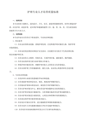护理专业人才培养质量标准.docx