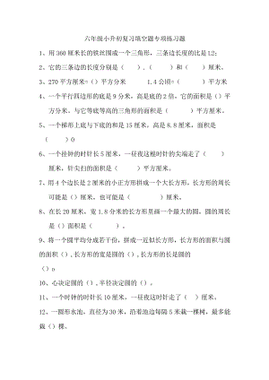 六年级小升初复习填空题专项练习题.docx