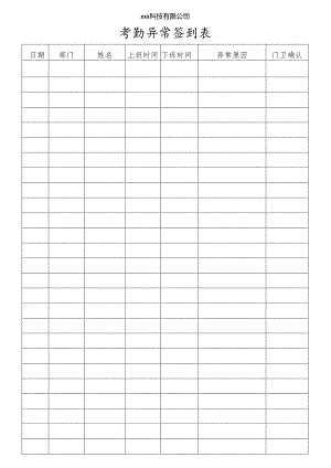 公司勤异常签到表模板.docx