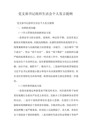 党支部书记组织生活会个人发言提纲.docx