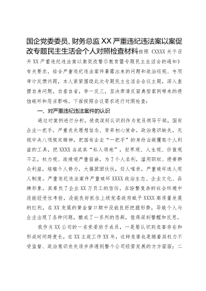 国企党委委员、财务总监关于严重违纪违法案以案促改专题民主生活会个人对照检查材料.docx