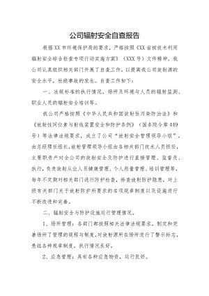 公司辐射安全自查报告.docx