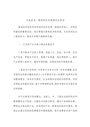 交流发言：集体经济发展推动会讲话.docx
