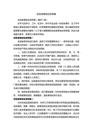 实验室事故应急预案（通用6篇）.docx