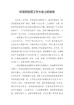在项目投资工作大会上的发言.docx