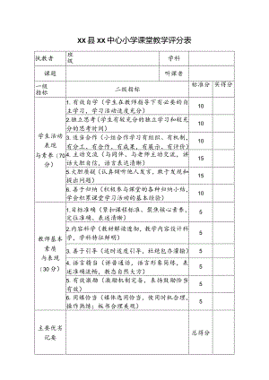 小学课堂教学评分表.docx