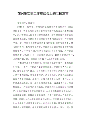 在民生实事工作座谈会上的汇报发言.docx