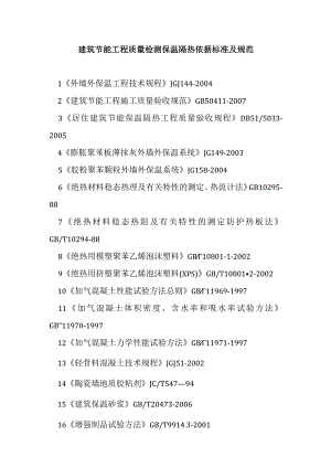 建筑节能工程质量检测保温隔热依据标准及规范.docx