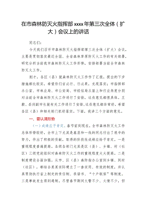 在市森林防灭火指挥部2021年第三次全体（扩大）会议上的讲话.docx