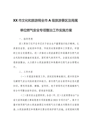 XX市文化和旅游局全市A级旅游景区及局属单位燃气安全专项整治工作实施方案.docx