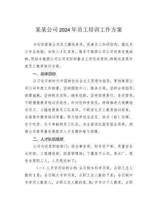 某某公司2024年员工培训工作方案.docx