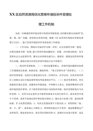 XX区自然资源局优化营商环境投诉件受理处理工作机制.docx