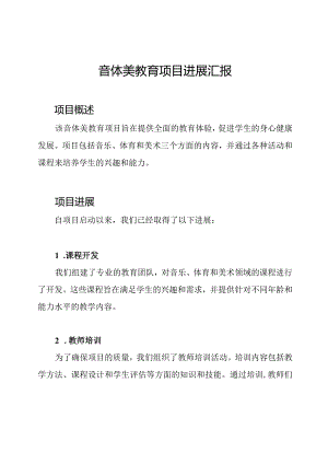 音体美教育项目进展汇报.docx