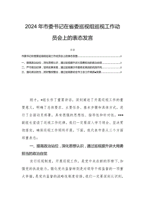 2024年市委书记在省委巡视组巡视工作动员会上的表态发言.docx