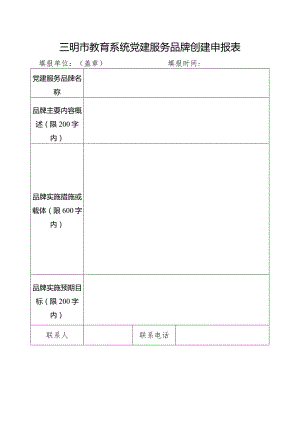 三明市教育系统党建服务品牌创建申报表.docx