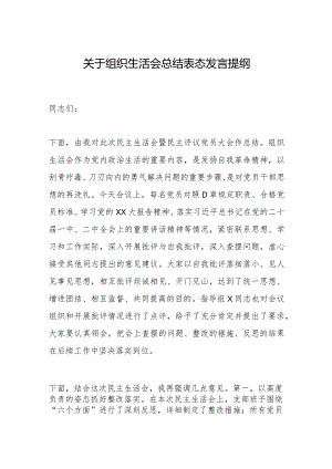 关于组织生活会总结表态发言提纲【】.docx