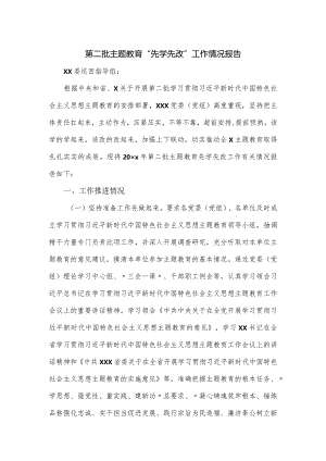 第二批主题教育“先学先改”工作情况报告.docx