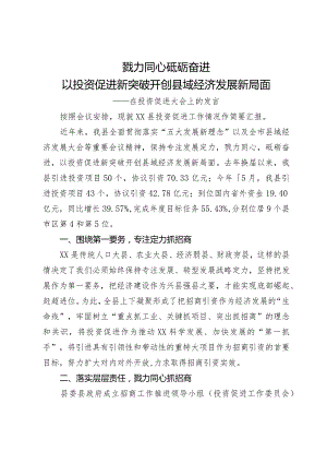 在投资促进大会上的发言.docx