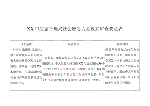 XX市应急管理局社会应急力量设立审查要点表.docx