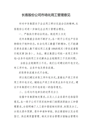 长客股份公司市场化用工管理意见.docx