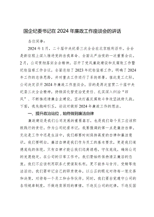 国企公司纪委书记在2024年廉政工作座谈会的讲话2025.docx
