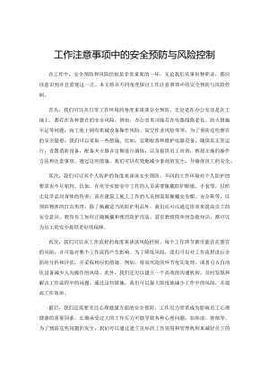 工作注意事项中的安全预防与风险控制.docx