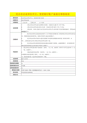 民办非企业单位开立、变更银行账户备案办事指南表.docx