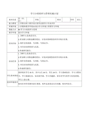 小学学习小组组织与管理实施计划.docx