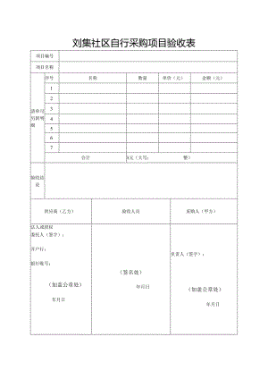 刘集社区自行采购项目验收表.docx