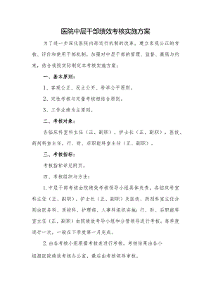 医院中层干部绩效考核实施方案.docx