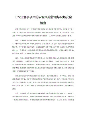 工作注意事项中的安全风险管理与现场安全检查.docx