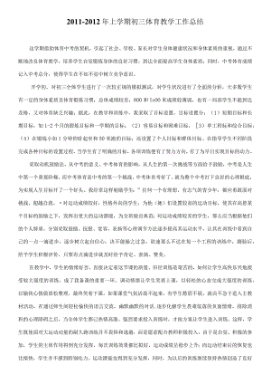 九年级体育第一学期工作总结.docx