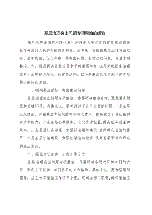 基层治理突出问题专项整治的经验.docx