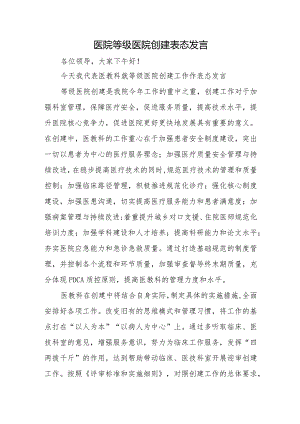 医院等级医院创建表态发言.docx