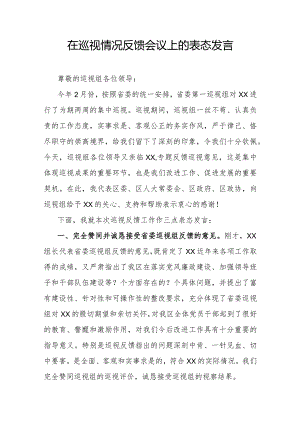 在巡视情况反馈会议上的表态发言.docx