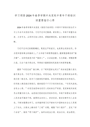 学习领悟2024年春季学期中央党校中青年干部培训班重要指示心得.docx