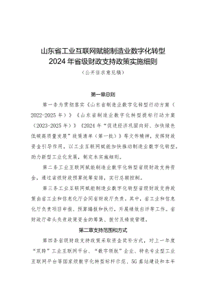 山东省工业互联网赋能制造业数字化转型2024年省级财政支持政策实施细则.docx